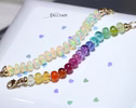 Solid Gold 14K Silk Knotted Ethiopian Opal Rainbow Bracelet, Half Opal Half Rainbow Bracelet