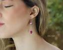 Solid Rose Gold 14K Rubellite Pink Tourmaline and Pink Edison Pearl Earrings, One of a Kind