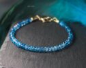 Solid Gold 14K Santa Maria Aquamarine Bracelet, Aquamarine Beaded Bracelet