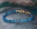 Solid Gold 14K Santa Maria Aquamarine Bracelet, Aquamarine Beaded Bracelet