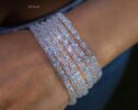 Solid Gold 14K Rainbow Moonstone Necklace, Double Layered Necklace, Long Necklace, Multi Wrap Bracelet, Multi Layered Bracelet