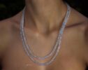 Solid Gold 14K Rainbow Moonstone Necklace, Double Layered Necklace, Long Necklace, Multi Wrap Bracelet, Multi Layered Bracelet
