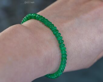 Solid Gold 14K Zambian Emerald Bracelet, Beaded Emerald Bracelet