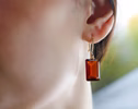 Solid Gold 14K Diamond Hessonite Garnet Earrings, Garnet Drop Earrings, One of a Kind