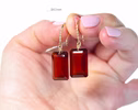 Solid Gold 14K Diamond Hessonite Garnet Earrings, Garnet Drop Earrings, One of a Kind