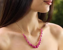 - Solid Gold 14K Pink Ruby Necklace, Ruby Drop Necklace