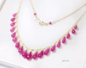 - Solid Gold 14K Pink Ruby Necklace, Ruby Drop Necklace