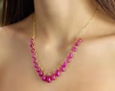 - Solid Gold 14K Pink Ruby Necklace, Ruby Drop Necklace