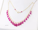 - Solid Gold 14K Pink Ruby Necklace, Ruby Drop Necklace