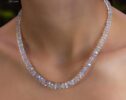 Solid Gold 14K Rainbow Moonstone Necklace, Moonstone Beaded Necklace