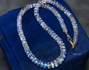 Solid Gold 14K Rainbow Moonstone Necklace, Moonstone Beaded Necklace