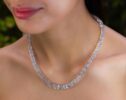 Solid Gold 14K Rainbow Moonstone Necklace, Moonstone Beaded Necklace