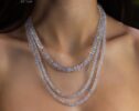 Solid Gold 14K Rainbow Moonstone Necklace, Moonstone Beaded Necklace