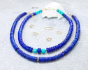 Solid Gold 14K Lapis Lazuli and Turquoise Necklace, Beaded Lapis Necklace, One of a Kind