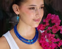 Solid Gold 14K Lapis Lazuli and Turquoise Necklace, Beaded Lapis Necklace, One of a Kind