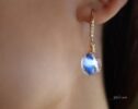 Solid Gold 14K Diamond Rainbow Moonstone Earrings