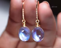 - Solid Gold 14K Diamond Rainbow Moonstone Earrings