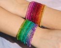 Solid Gold 14K Colorful Gemstone Beaded Bracelets, Precious Stone Stacking Bracelets