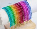 Solid Gold 14K Colorful Gemstone Beaded Bracelets, Precious Stone Stacking Bracelets