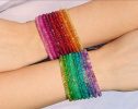 Solid Gold 14K Colorful Gemstone Beaded Bracelets, Precious Stone Stacking Bracelets