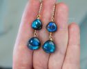 Solid Gold 14K Diamond Labradorite Earrings