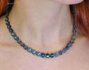 Solid Gold 14K Labradorite Necklace, Bold Blue Labradorite Beaded Necklace