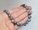 Solid Gold 14K Labradorite Necklace, Bold Blue Labradorite Beaded Necklace