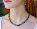 Solid Gold 14K Labradorite Necklace, Bold Blue Labradorite Beaded Necklace