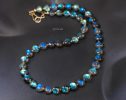 Solid Gold 14K Labradorite Necklace, Bold Blue Labradorite Beaded Necklace