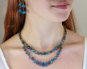 Solid Gold 14K Labradorite Necklace, Bold Blue Labradorite Beaded Necklace