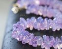 Solid Gold 14K Lavender Quartz Necklace, Genuine Lavender Moon Quartz Gemstone Beaded Necklace