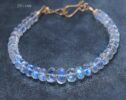 Solid Gold 14K Rainbow Moonstone Blue Glow Bracelet, Moonstone Beaded Bracelet