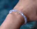 Solid Gold 14K Rainbow Moonstone Blue Glow Bracelet, Moonstone Beaded Bracelet