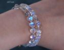 Solid Gold 14K Rainbow Moonstone Blue Glow Bracelet, Moonstone Beaded Bracelet