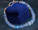 Solid Gold 14K Rainbow Moonstone Blue Glow Bracelet, Moonstone Beaded Bracelet