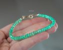- Solid Gold 14K Colombian Emerald Bracelet, Genuine Emerald Stacking Beaded Bracelet