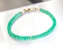 - Solid Gold 14K Colombian Emerald Bracelet, Genuine Emerald Stacking Beaded Bracelet