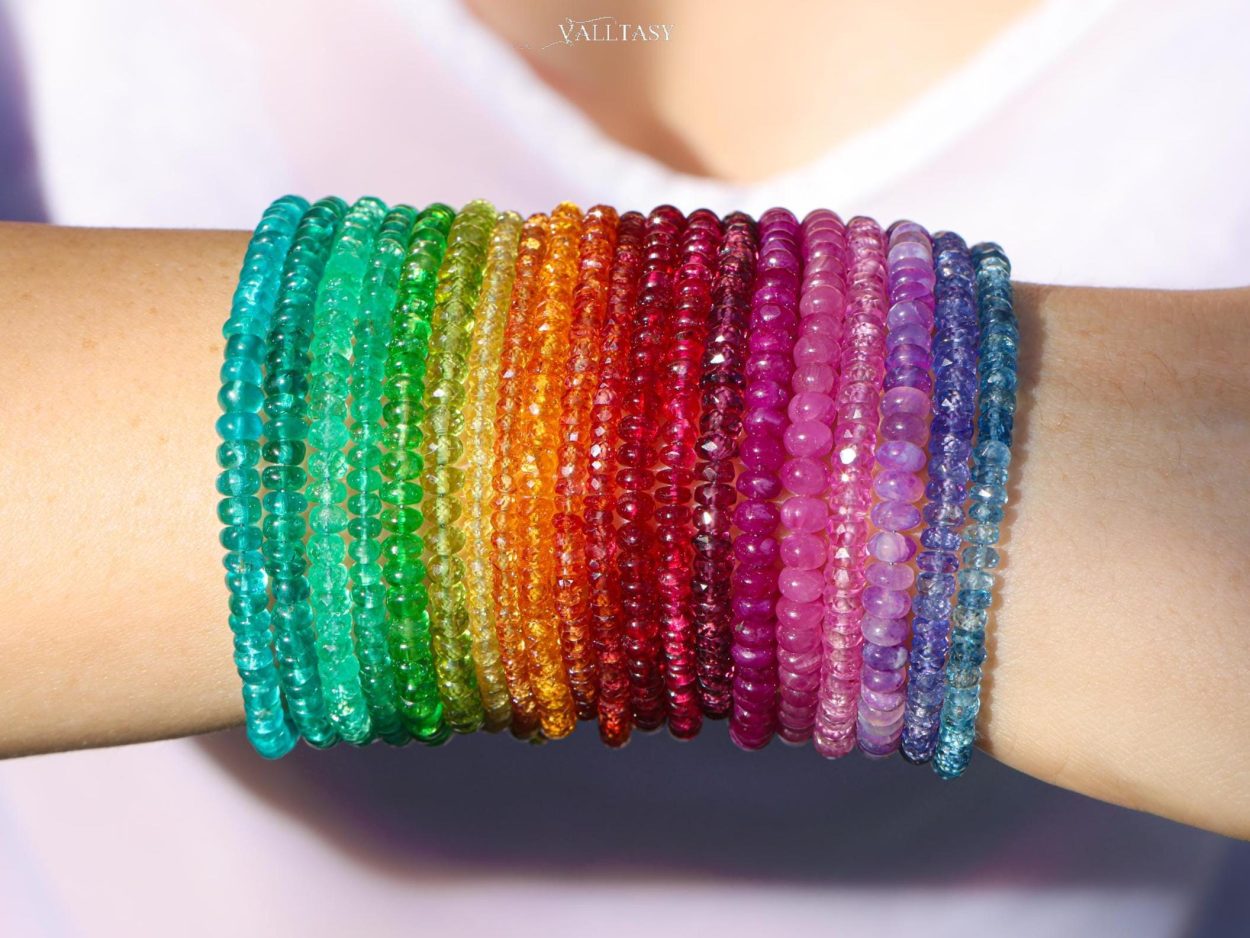 - Solid Gold 14K Mogok Ruby Bracelet, Genuine Ruby Stacking Beaded Bracelet