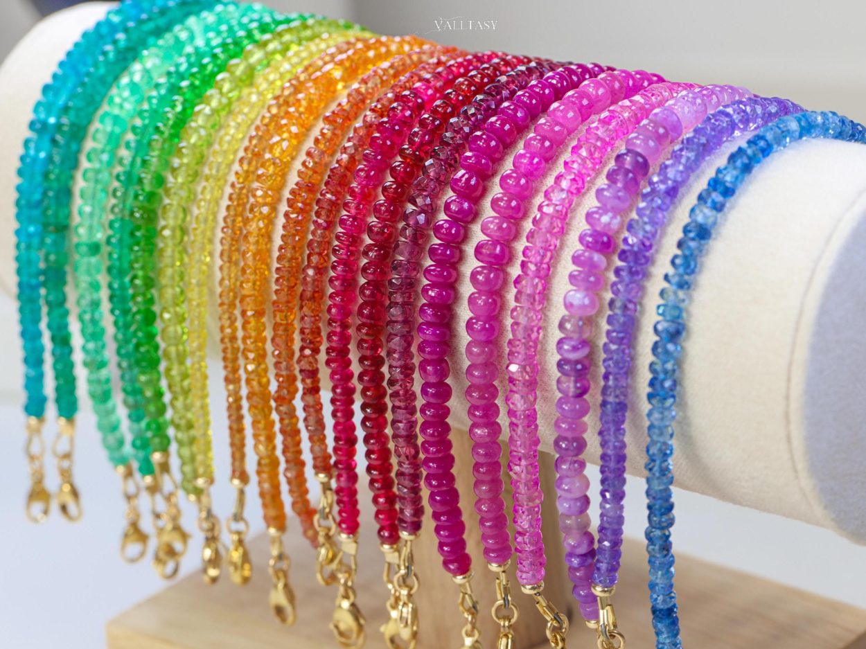 - Solid Gold 14K Mogok Ruby Bracelet, Genuine Ruby Stacking Beaded Bracelet