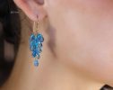 - Blue Aquamarine Earrings, Blue Aquamarine Cluster Earrings in Gold Filled