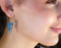- Blue Aquamarine Earrings, Blue Aquamarine Cluster Earrings in Gold Filled