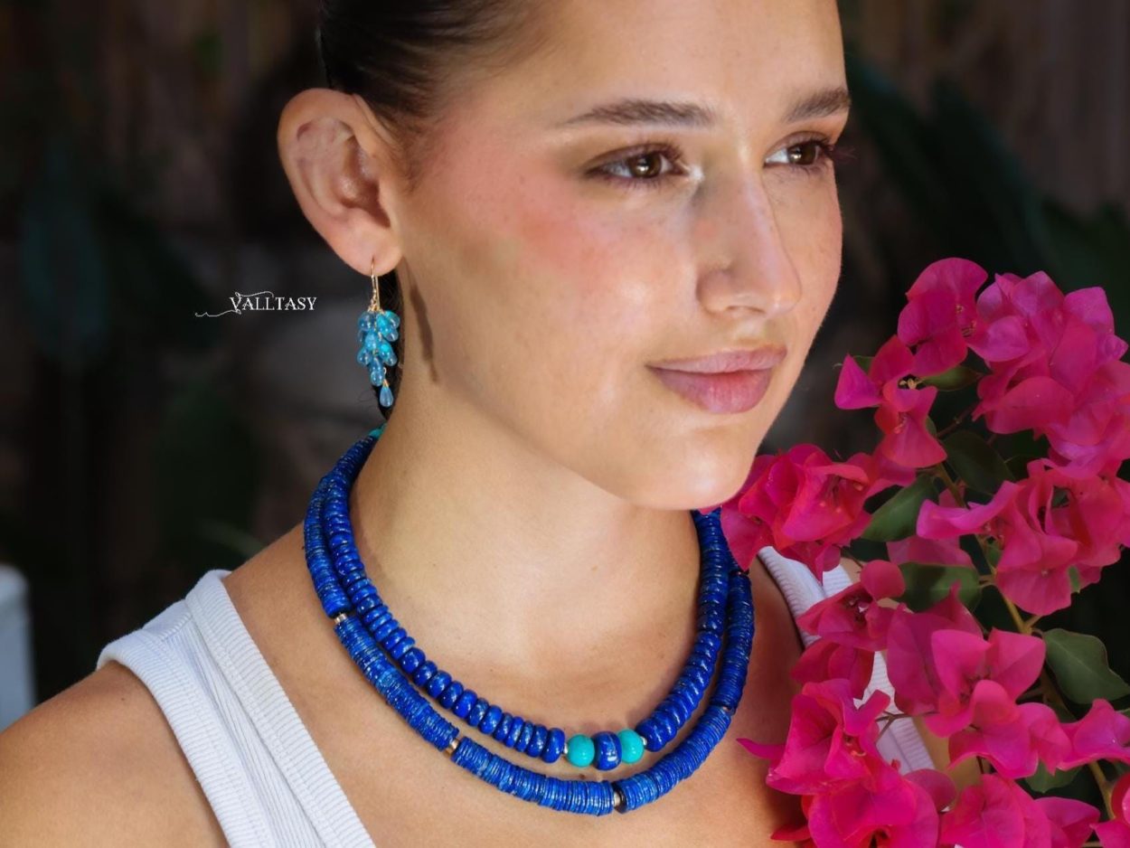 - Blue Aquamarine Earrings, Blue Aquamarine Cluster Earrings in Gold Filled