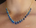 - 14K Solid Gold Blue Aquamarine Necklace, Blue Aquamarine Drop Necklace