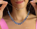 - 14K Solid Gold Blue Aquamarine Necklace, Blue Aquamarine Drop Necklace