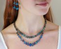- 14K Solid Gold Blue Labradorite Necklace, Drop Necklace