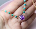 - Amethyst and Turquoise Wire Wrapped Rosary Necklace