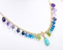 - Aqua Blue Amazonite Colorful Gemstone Gold Filled Drop Necklace, Statement Necklace