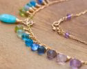 - Aqua Blue Amazonite Colorful Gemstone Gold Filled Drop Necklace, Statement Necklace