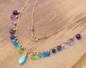 - Aqua Blue Amazonite Colorful Gemstone Gold Filled Drop Necklace, Statement Necklace