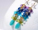 - Aqua Blue Amazonite Colorful Gemstone Gold Filled Drop Necklace, Statement Necklace